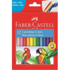 CANETA HIDROGRAFICA 12 CORES MARCADORES COLORS FABER CASTELL