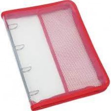 FICHARIO UNIVERSITARIO PVC TRANSP. ZIPER VERMELHO ACP