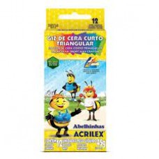 GIZ DE CERA CURTO TRIANGULAR 12 CORES ACRILEX