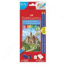 LAPIS DE COR 12 CORES 1 APONTADOR +1 BORRACHA FABER CASTELL